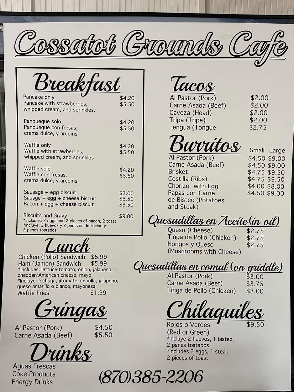 Cossatot Grounds Cafe | restaurant | 7673 U. S. Hwy 71, Wickes, AR 71973, USA | 8703852206 OR +1 870-385-2206