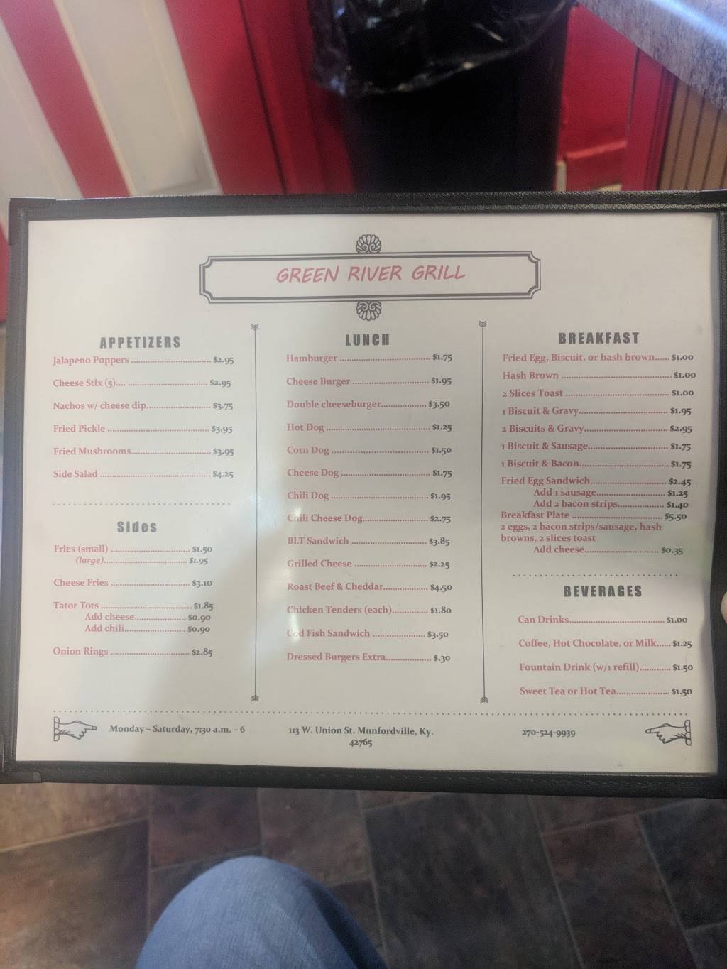 Green River Grill | restaurant | 113 W Union St, Munfordville, KY 42765, USA | 2705249939 OR +1 270-524-9939