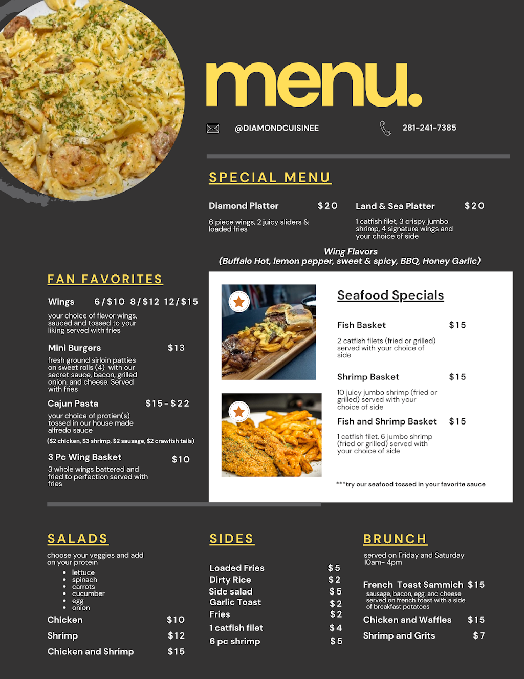 Diamond Cuisinee | restaurant | 2580 Cypress Creek Pkwy, Houston, TX 77068, USA | 2812417385 OR +1 281-241-7385