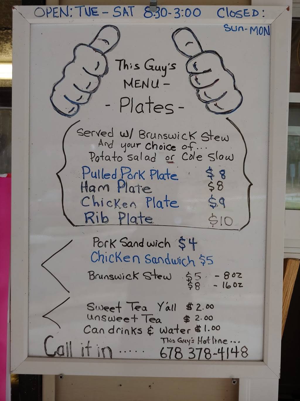 This Guys BBQ And Stew | restaurant | 20661 GA-34, Franklin, GA 30217, USA | 6783784148 OR +1 678-378-4148