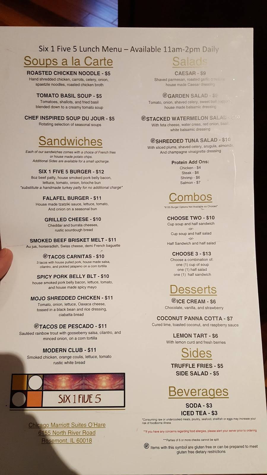 Six1Five5 | restaurant | 6155 N River Rd, Rosemont, IL 60018, USA | 8476964400 OR +1 847-696-4400