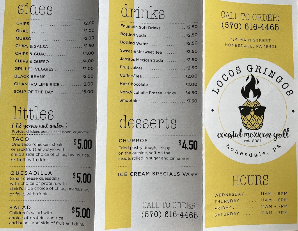 Locos Gringos Coastal Mexican Grill | restaurant | 734 Main St, Honesdale, PA 18431, USA | 5706164465 OR +1 570-616-4465