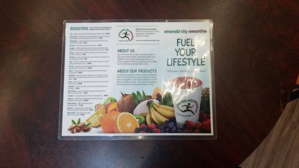 Emerald City Smoothie | restaurant | 4916 Point Fosdick Dr, Gig Harbor, WA 98335, USA | 2535148021 OR +1 253-514-8021