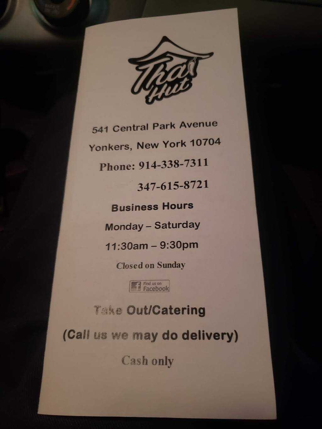 Thai Hut | restaurant | 541 Central Park Ave, Yonkers, NY 10704, USA | 9143387311 OR +1 914-338-7311