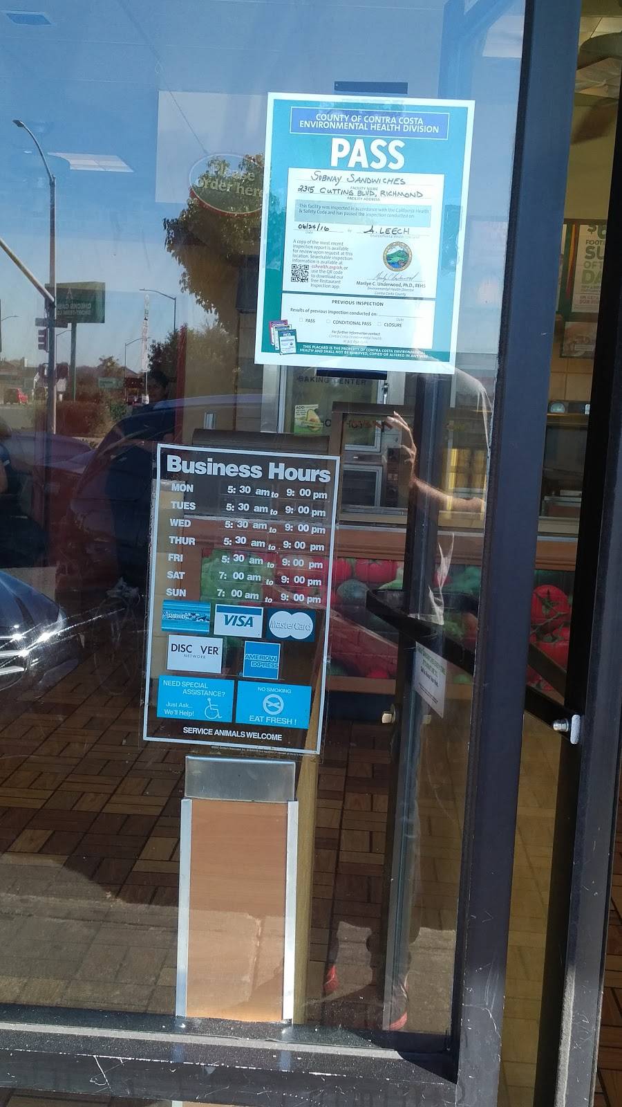 Subway Restaurants | restaurant | 2315 Cutting Blvd #B, Richmond, CA 94804, USA | 5102326900 OR +1 510-232-6900