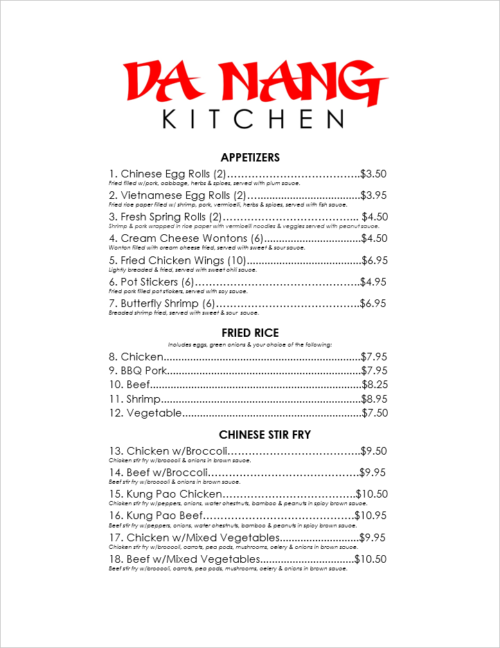 Da Nang Kitchen | restaurant | 984 Dale St N, St Paul, MN 55117, USA | 6514885002 OR +1 651-488-5002