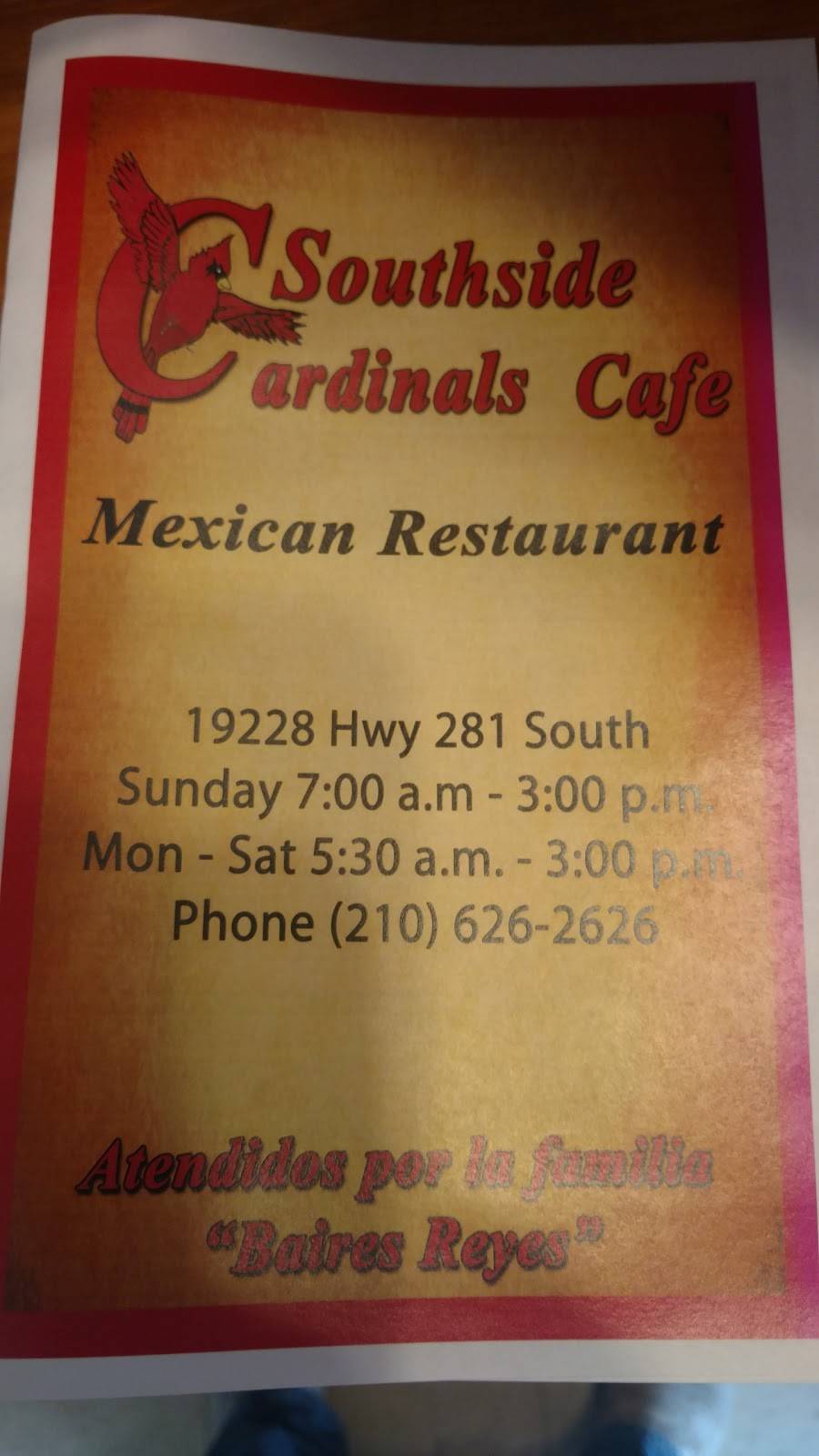Southside Cardinal Cafe | restaurant | San Antonio, TX 78221, USA | 2106262626 OR +1 210-626-2626