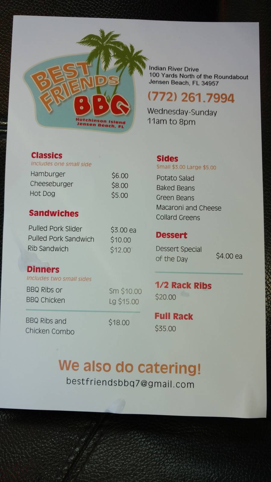 Best Friends BBQ | restaurant | Indian River Drive (just North of Jensen Causeway, Jensen Beach, FL 34957, USA | 7722617994 OR +1 772-261-7994