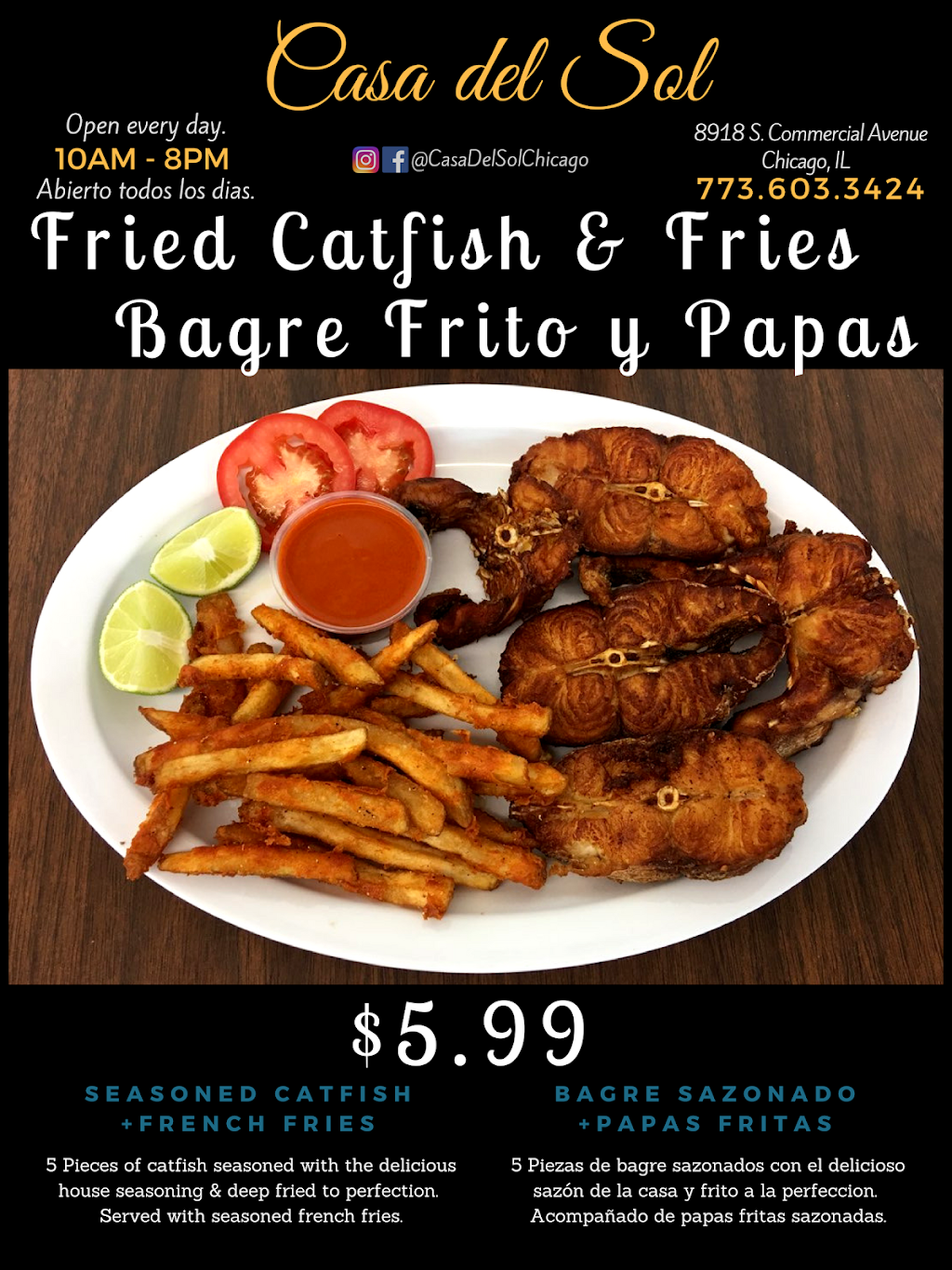 Casa Del Sol | restaurant | 8918 S Commercial Ave, Chicago, IL 60617, USA | 7736033424 OR +1 773-603-3424