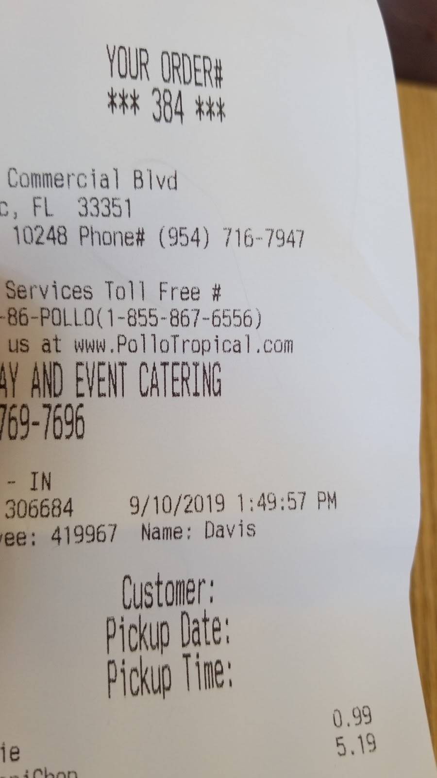 Pollo Tropical | restaurant | 8851 W Commercial Blvd, Tamarac, FL 33351, USA | 9547167947 OR +1 954-716-7947