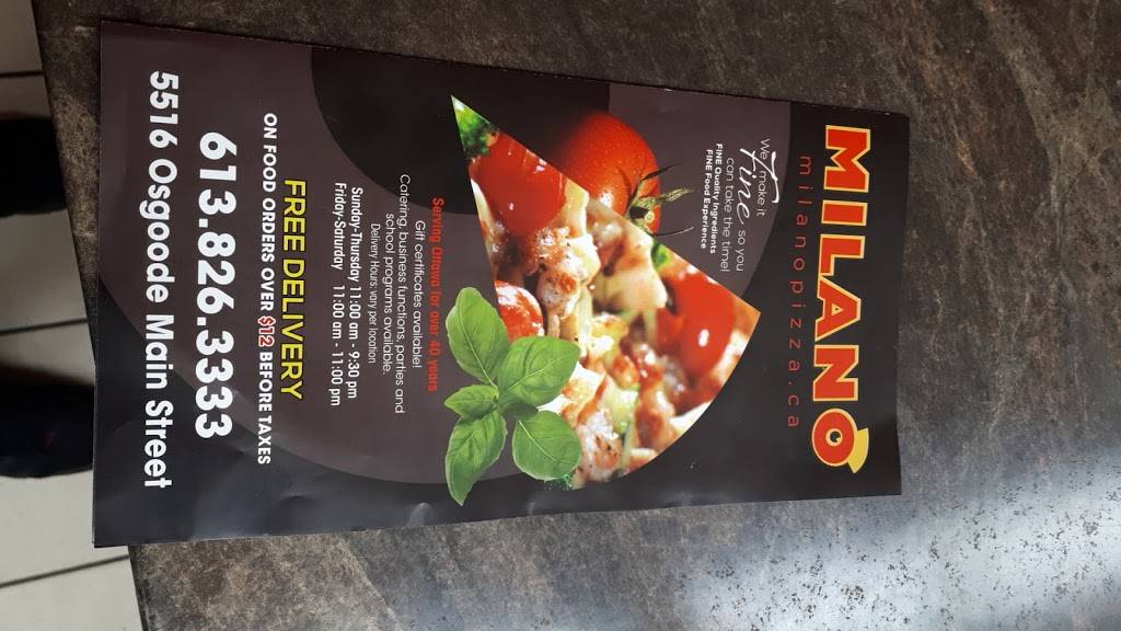 Milano Pizzeria | restaurant | 5516 Osgoode Main St, Osgoode, ON K0A 2W0, Canada | 6138263333 OR +1 613-826-3333