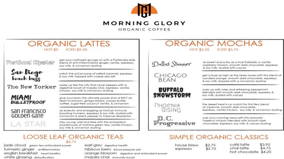 Morning Glory Organic Coffee | cafe | 2895 McFarlane Rd Bay 7, Miami, FL 33133, USA | 3056803446 OR +1 305-680-3446