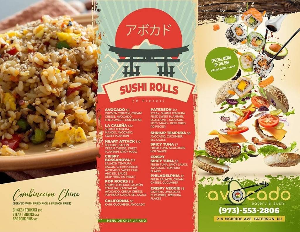 Avocado Eatery And Sushi | restaurant | 219 McBride Ave, Paterson, NJ 07501, USA | 9735532806 OR +1 973-553-2806
