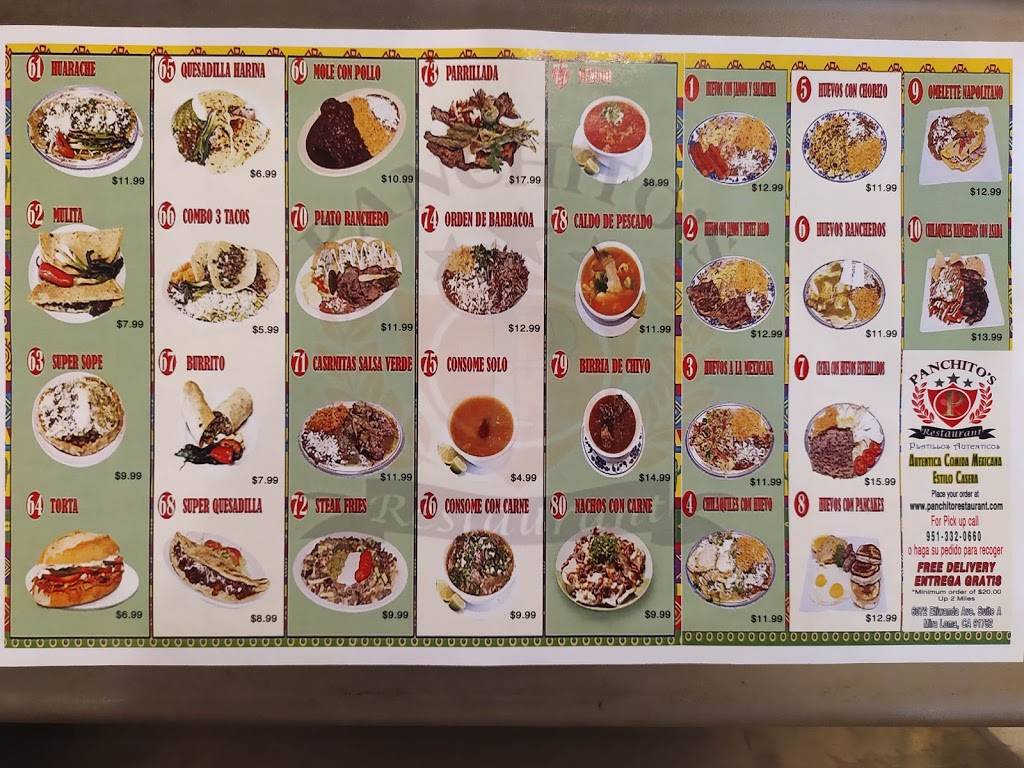 PANCHITOS RESTAURANT | restaurant | 6072 Etiwanda Ave, Mira Loma, CA 91752, USA | 9513320660 OR +1 951-332-0660