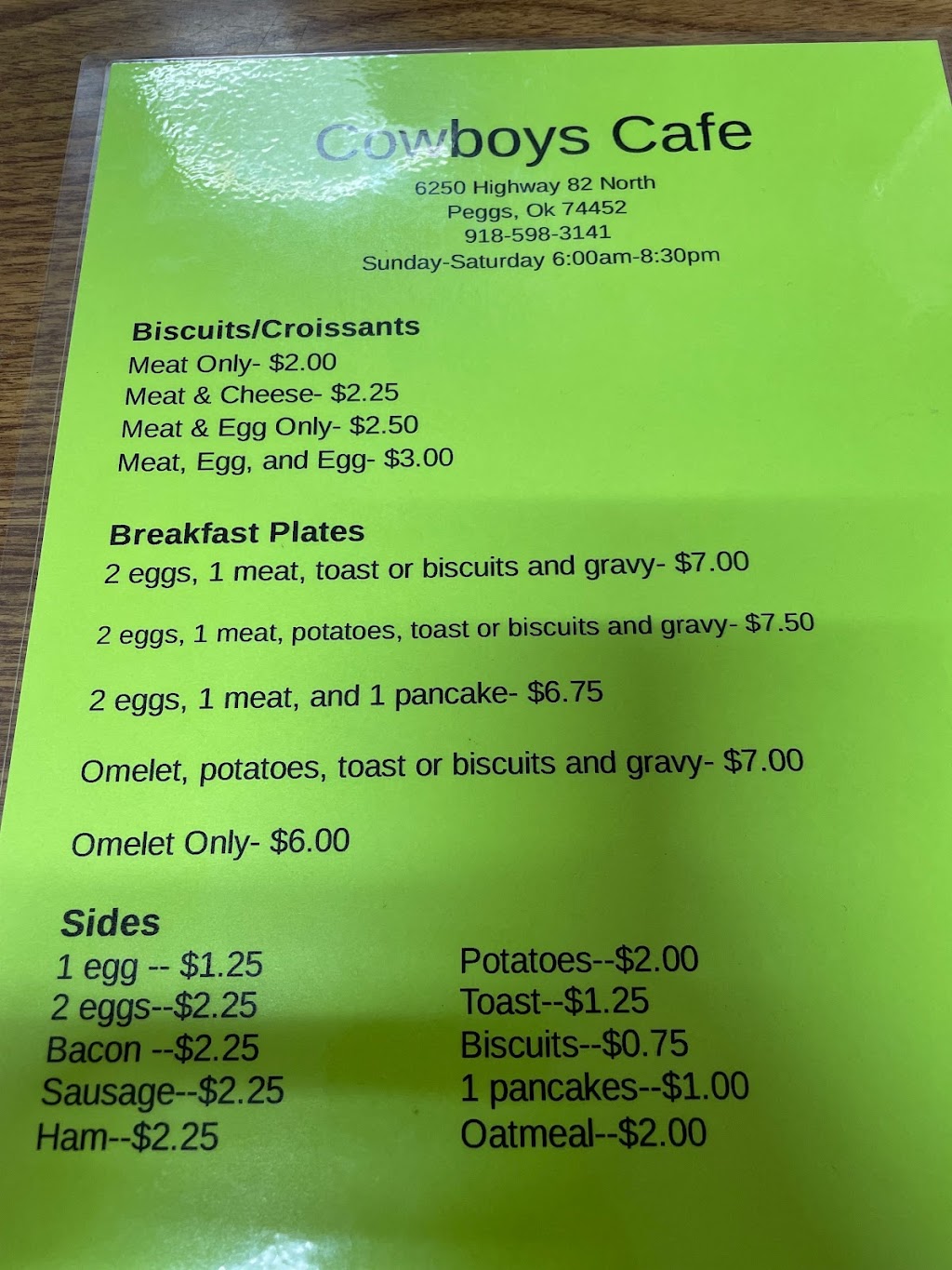 COWBOYS | restaurant | 6250 OK-82, Peggs, OK 74452, USA | 9185983141 OR +1 918-598-3141