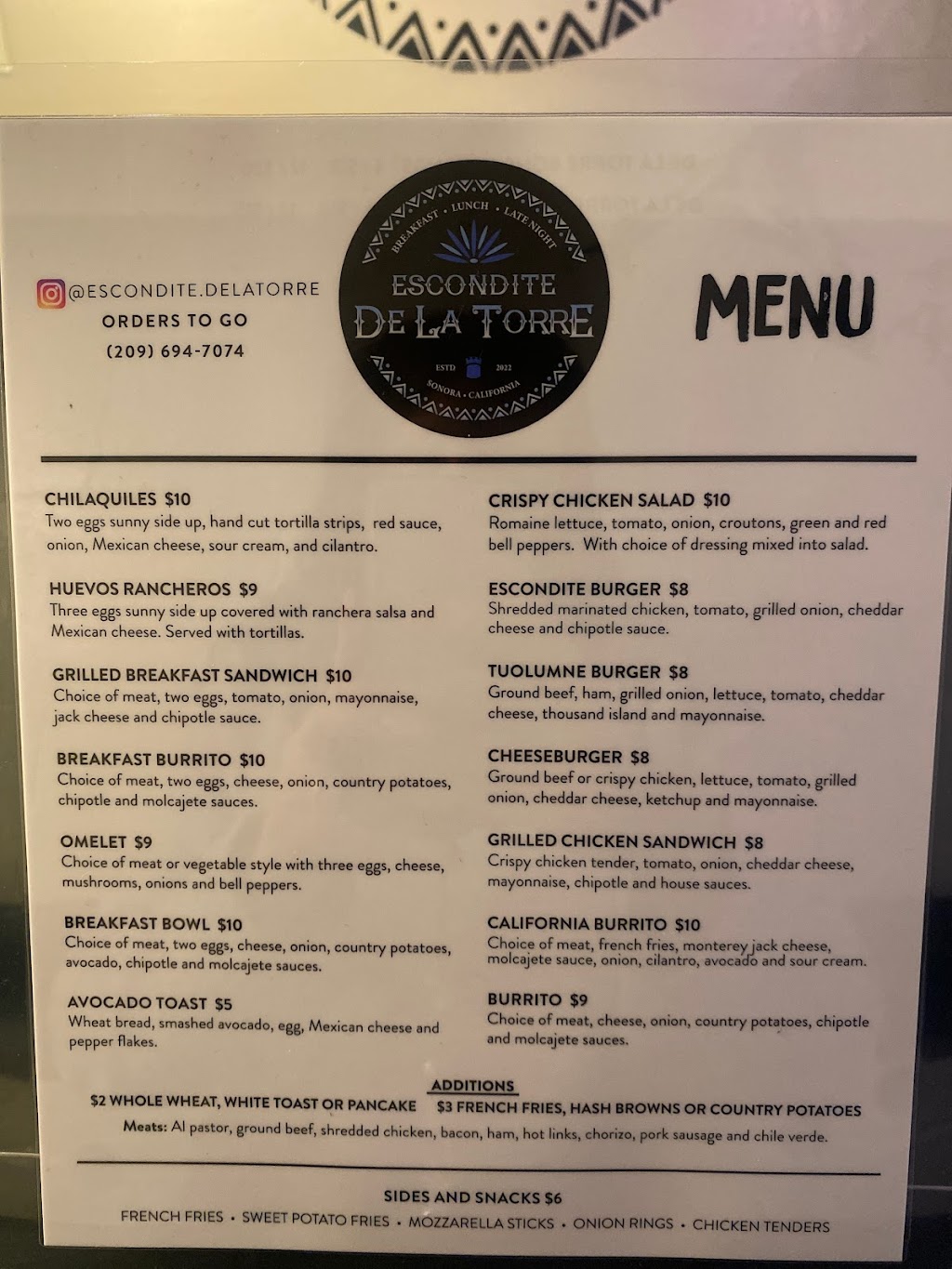 Escondite De La Torre | restaurant | 110 S Washington St, Sonora, CA 95370, USA | 2096947074 OR +1 209-694-7074