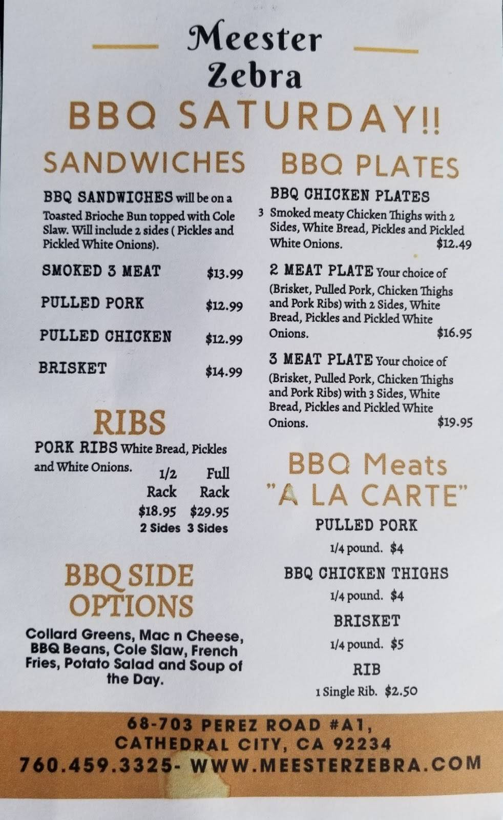 Meester Zebra | restaurant | 68703 Perez Rd STE A-1, Cathedral City, CA 92234, USA | 7604593325 OR +1 760-459-3325