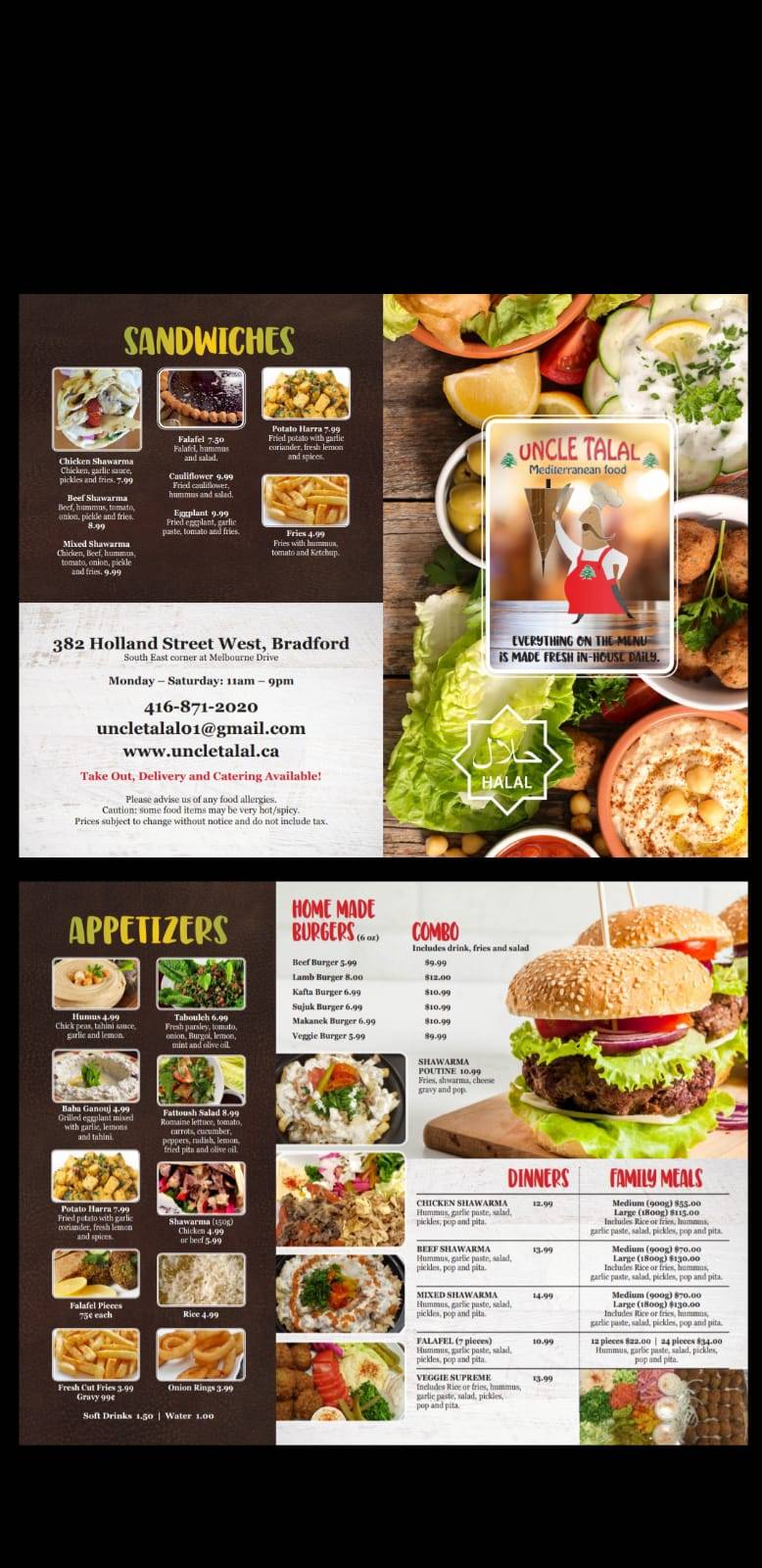 Uncle Talal | restaurant | 382 Holland St W, Bradford, ON L3Z 1J3, Canada | 4168712020 OR +1 416-871-2020