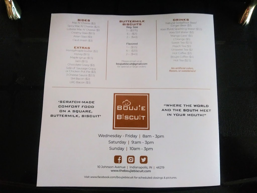 Boujie Biscuit | restaurant | 10 Johnson Ave, Indianapolis, IN 46219, USA | 3175608075 OR +1 317-560-8075