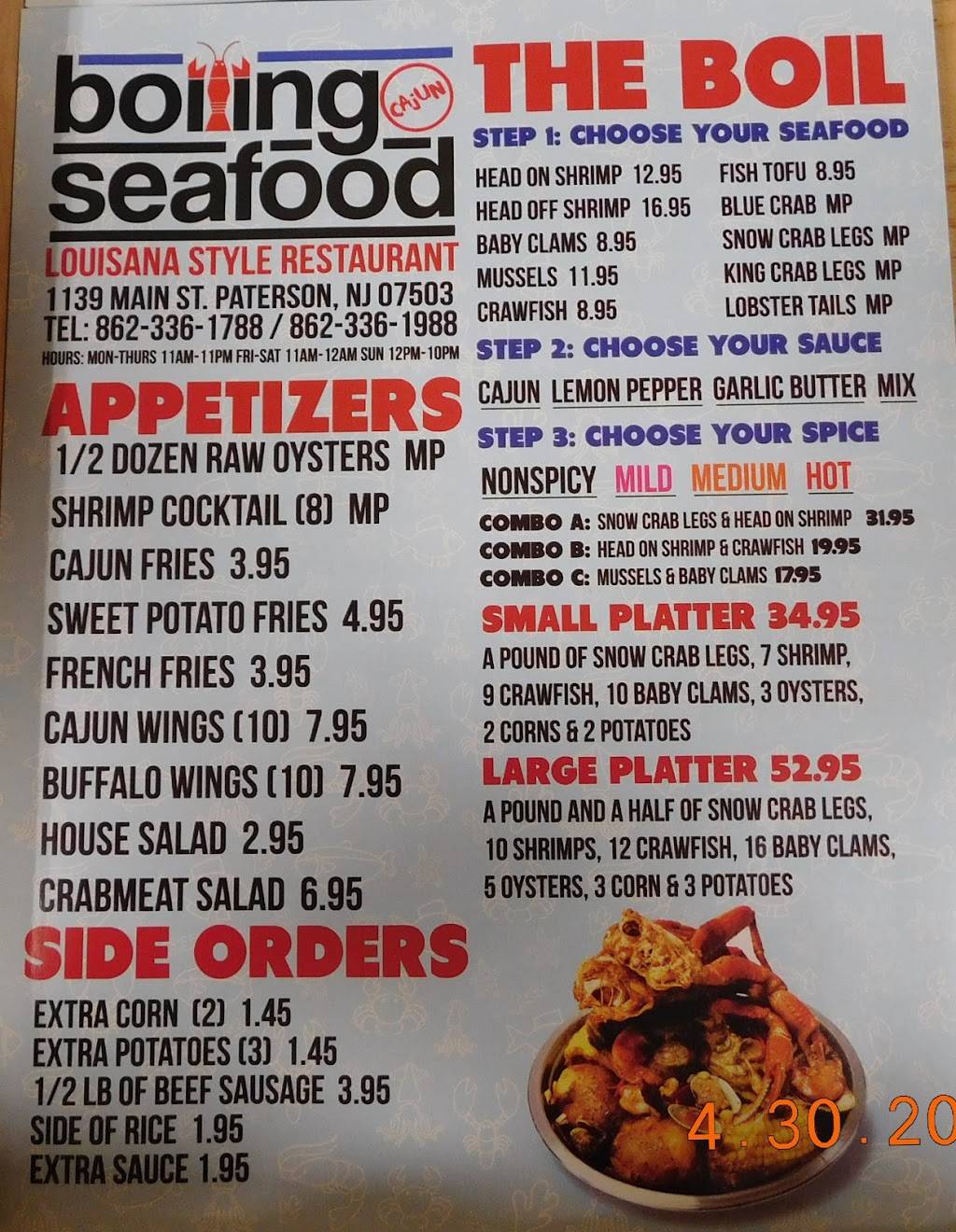Boiling Cajun Seafood | restaurant | 1139 Main St, Paterson, NJ 07503, USA | 8623361788 OR +1 862-336-1788