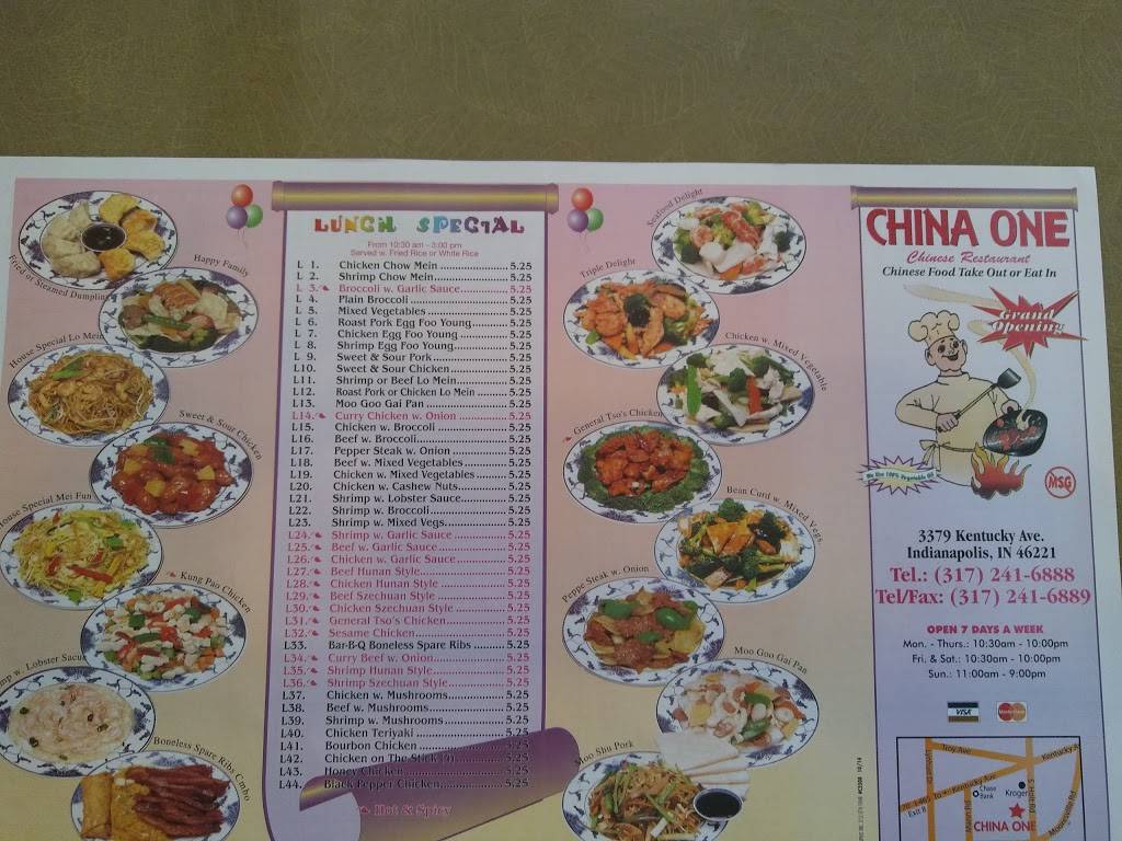 China One | restaurant | 3379 Kentucky Ave, Indianapolis, IN 46221, USA | 3172416888 OR +1 317-241-6888
