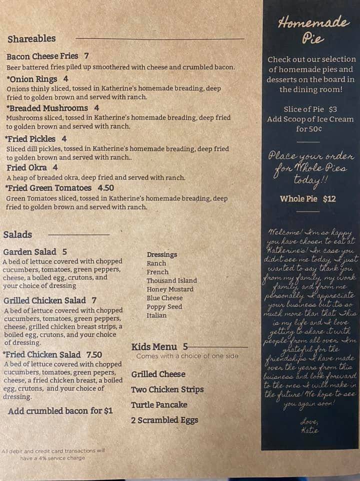 Katherines | restaurant | 405 Park St, Cisne, IL 62823, USA | 6186733010 OR +1 618-673-3010