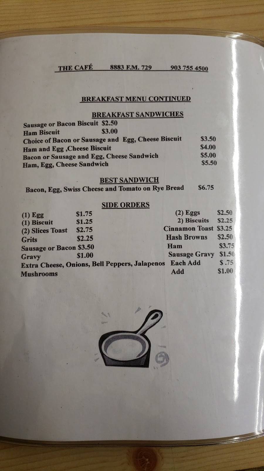 The Cafe | restaurant | 8881, FM729, Avinger, TX 75630, USA | 9037554500 OR +1 903-755-4500