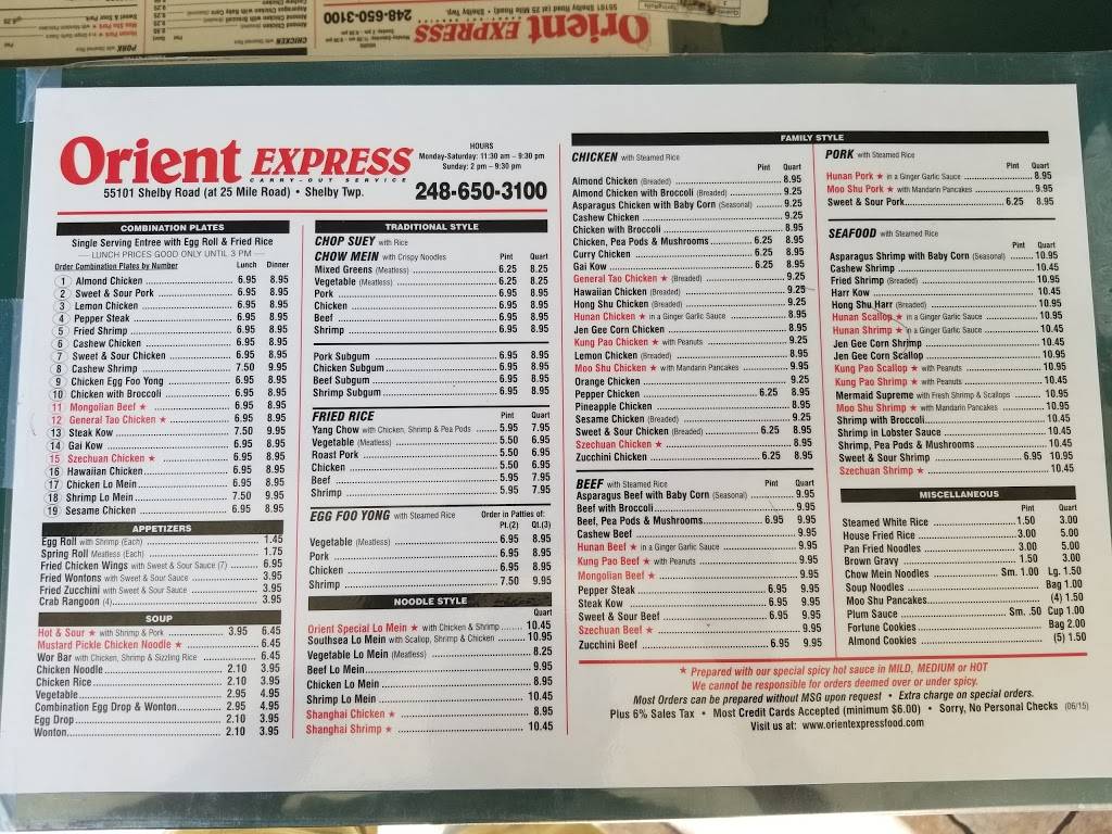 Orient Express | restaurant | 55101 Shelby Rd, Shelby Charter Twp, MI 48316, USA | 2486503100 OR +1 248-650-3100