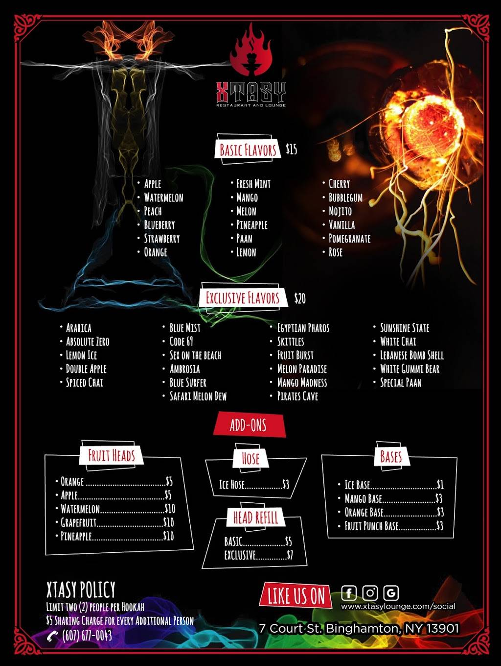 XTASY (Restaurant & Lounge) | restaurant | 7 Court St, Binghamton, NY 13901, USA | 6076770043 OR +1 607-677-0043