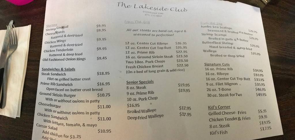 Lakeside Club | restaurant | 10 Old Wildwood Rd, Mahtomedi, MN 55115, USA | 6517774097 OR +1 651-777-4097
