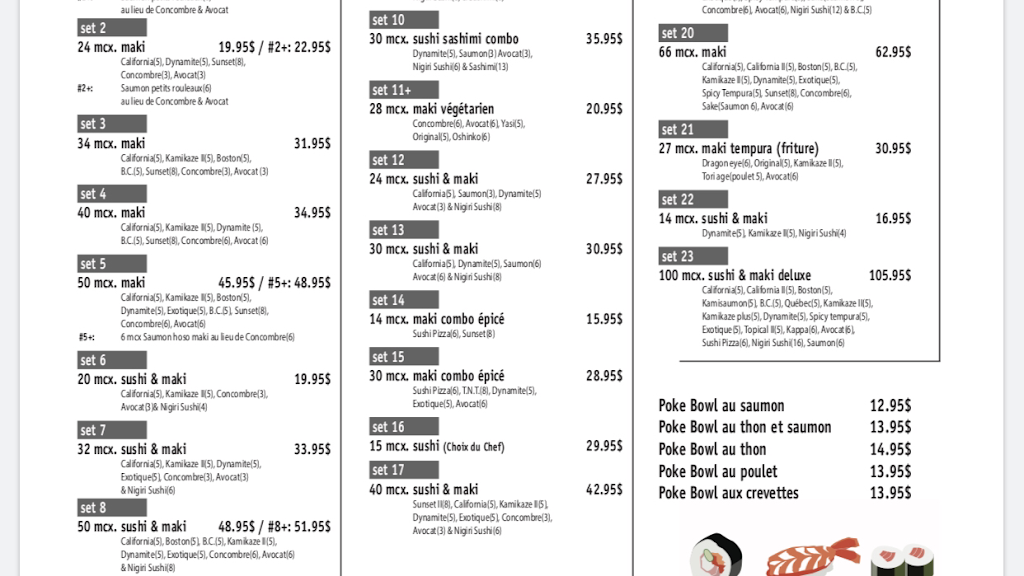 Ye sushi | restaurant | 1723 Rue Poirier, Saint-Laurent, QC H4L 1J4, Canada | 5145435577 OR +1 514-543-5577