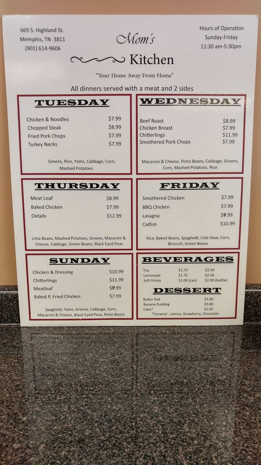 Moms Kitchen | restaurant | 669 S Highland St, Memphis, TN 38111, USA | 9016149606 OR +1 901-614-9606