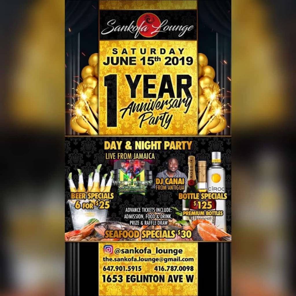 Sankofa Lounge | restaurant | 1653 Eglinton Ave W, York, ON M6E 2H1, Canada | 4167870098 OR +1 416-787-0098