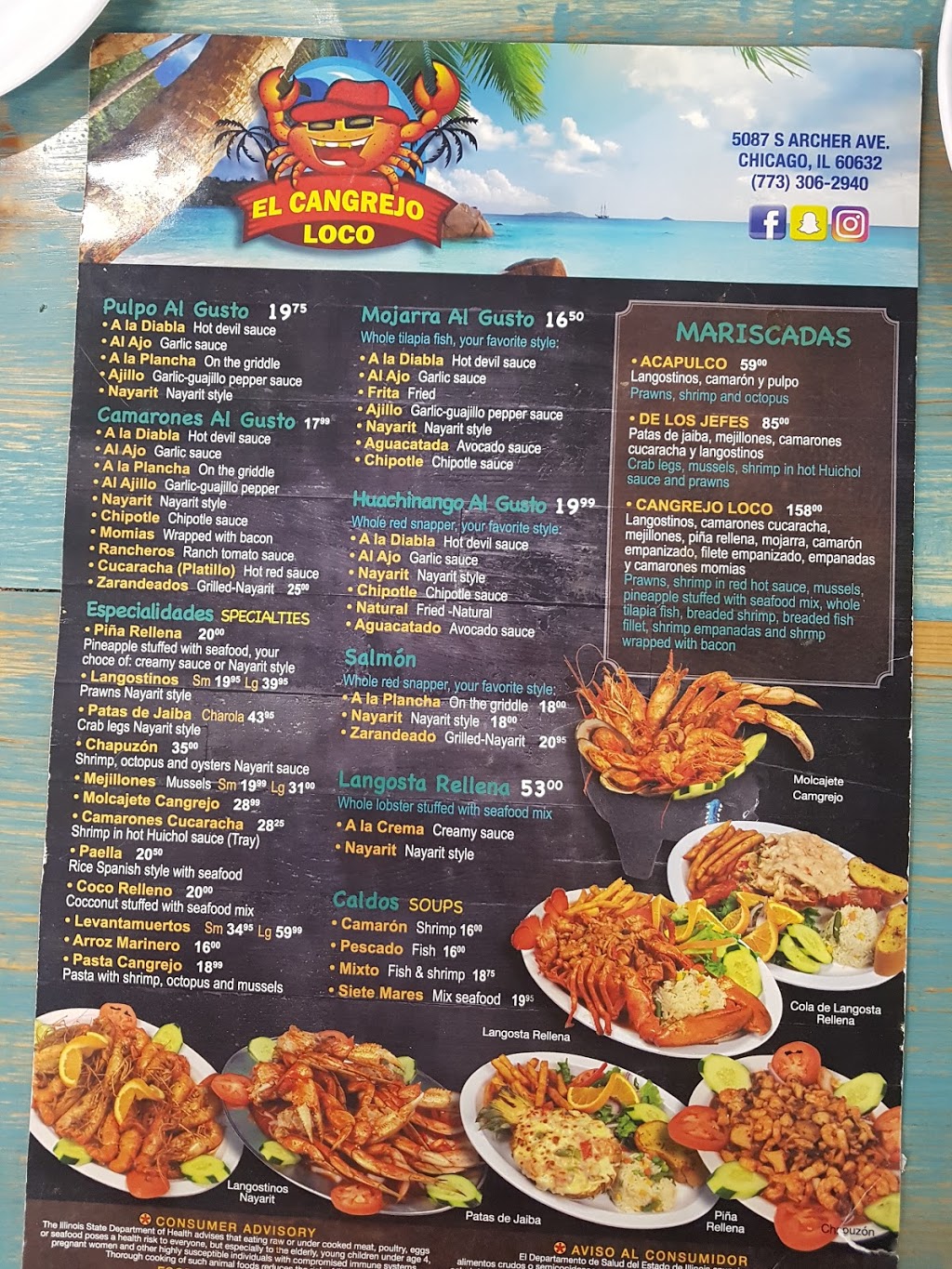 El cangrejo loco | restaurant | 5087 S Archer Ave, Chicago, IL 60632, USA | 7733062940 OR +1 773-306-2940