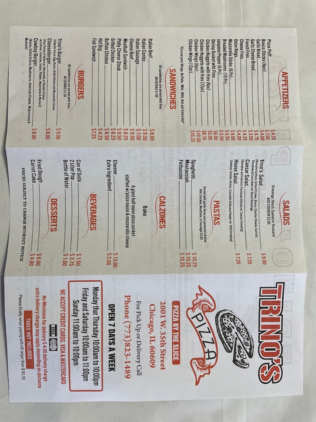 Trinos pizza | bakery | 2001 W 35th St, Chicago, IL 60609, USA | 7738231489 OR +1 773-823-1489