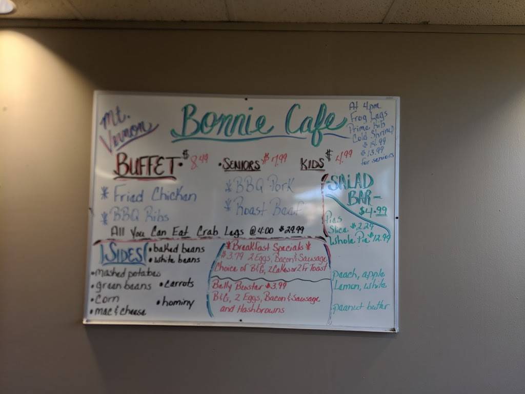 Bonnie Cafe | restaurant | 100 Aviation Dr, Mt Vernon, IL 62864, USA | 6182421110 OR +1 618-242-1110