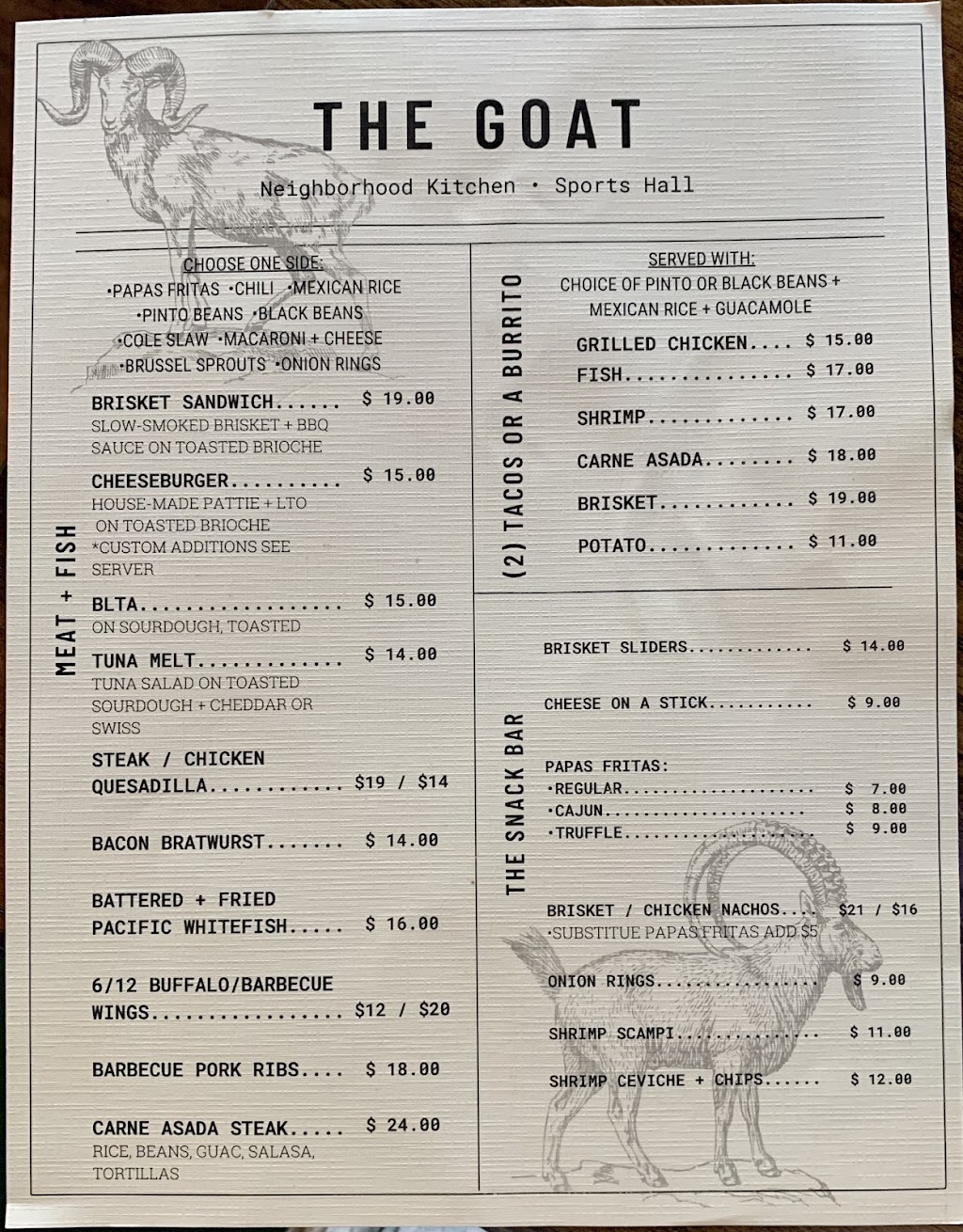 THE GOAT | restaurant | 2334 Carmel Valley Rd Suite A, Del Mar, CA 92014, USA | 8582999008 OR +1 858-299-9008