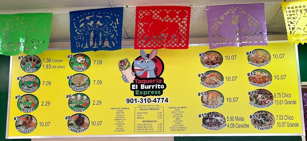 Taqueria el burrito express | restaurant | 286 N Cleveland St, Memphis, TN 38104, USA | 9013104774 OR +1 901-310-4774