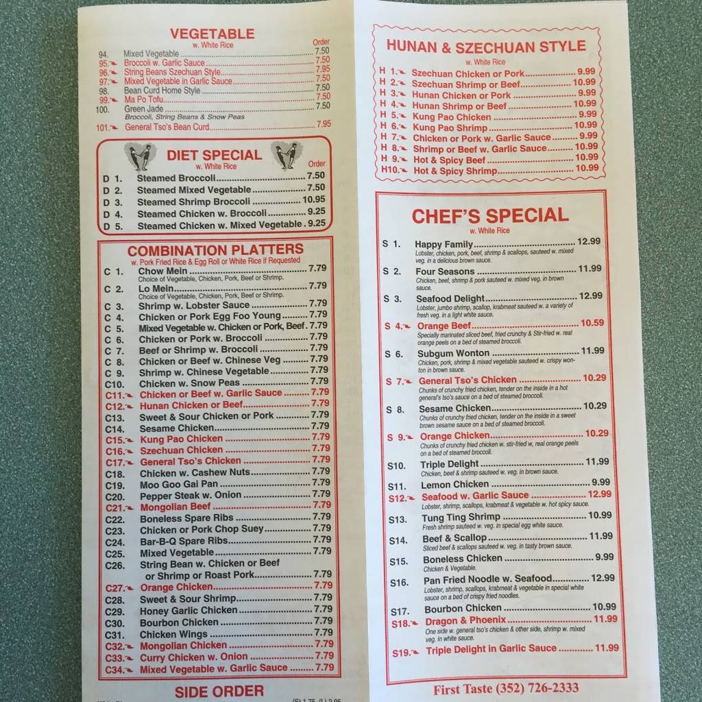 First Taste Chinese Restaurant | restaurant | 1466 US-41, Inverness, FL 34450, USA | 3527262333 OR +1 352-726-2333