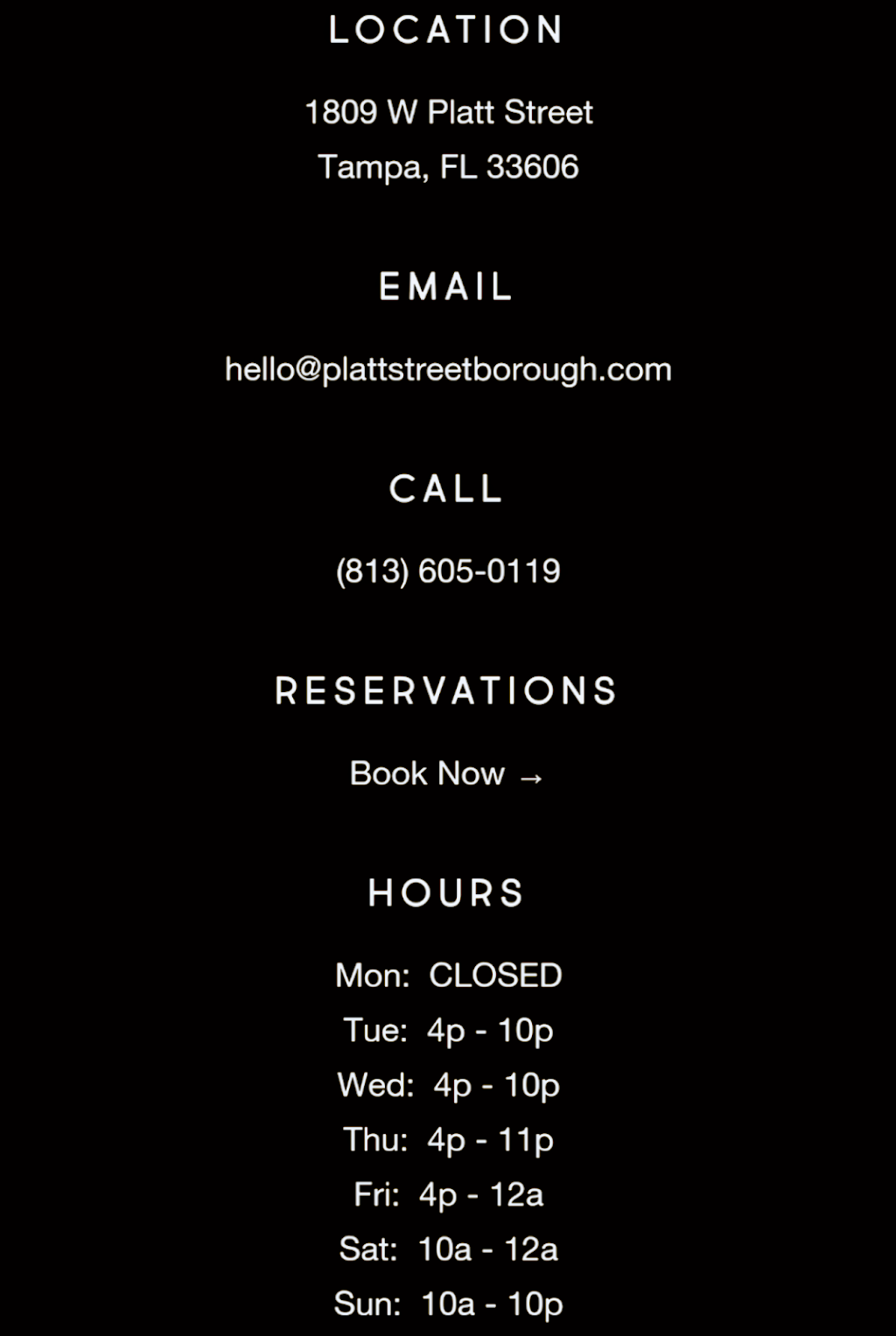 Platt Street Borough | restaurant | 1809 W Platt St, Tampa, FL 33606, USA | 8136050119 OR +1 813-605-0119