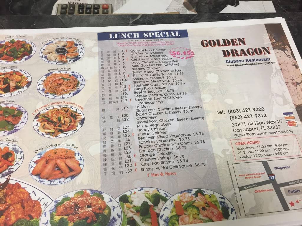 Golden Dragon Chinese Restaurant | restaurant | 39871 US-27, Davenport, FL 33837, USA | 8634219300 OR +1 863-421-9300