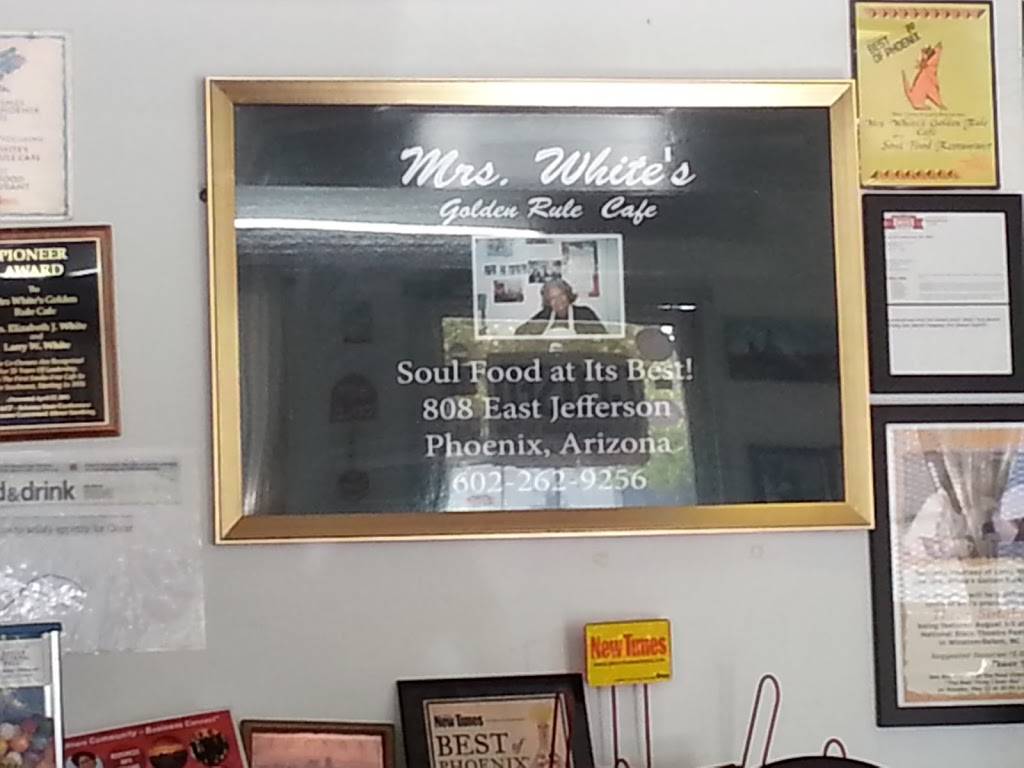 Mrs Whites Golden Rule Cafe | cafe | 808 E Jefferson St, Phoenix, AZ 85034, USA | 6022629256 OR +1 602-262-9256