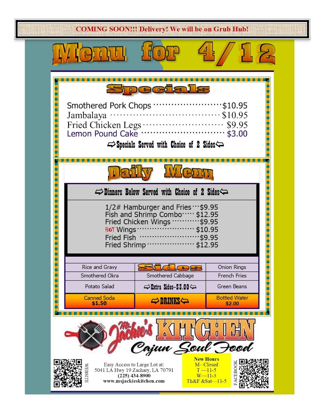 Ms Jackies Kitchen | restaurant | 5041 LA-19, Zachary, LA 70791, USA | 2254348900 OR +1 225-434-8900