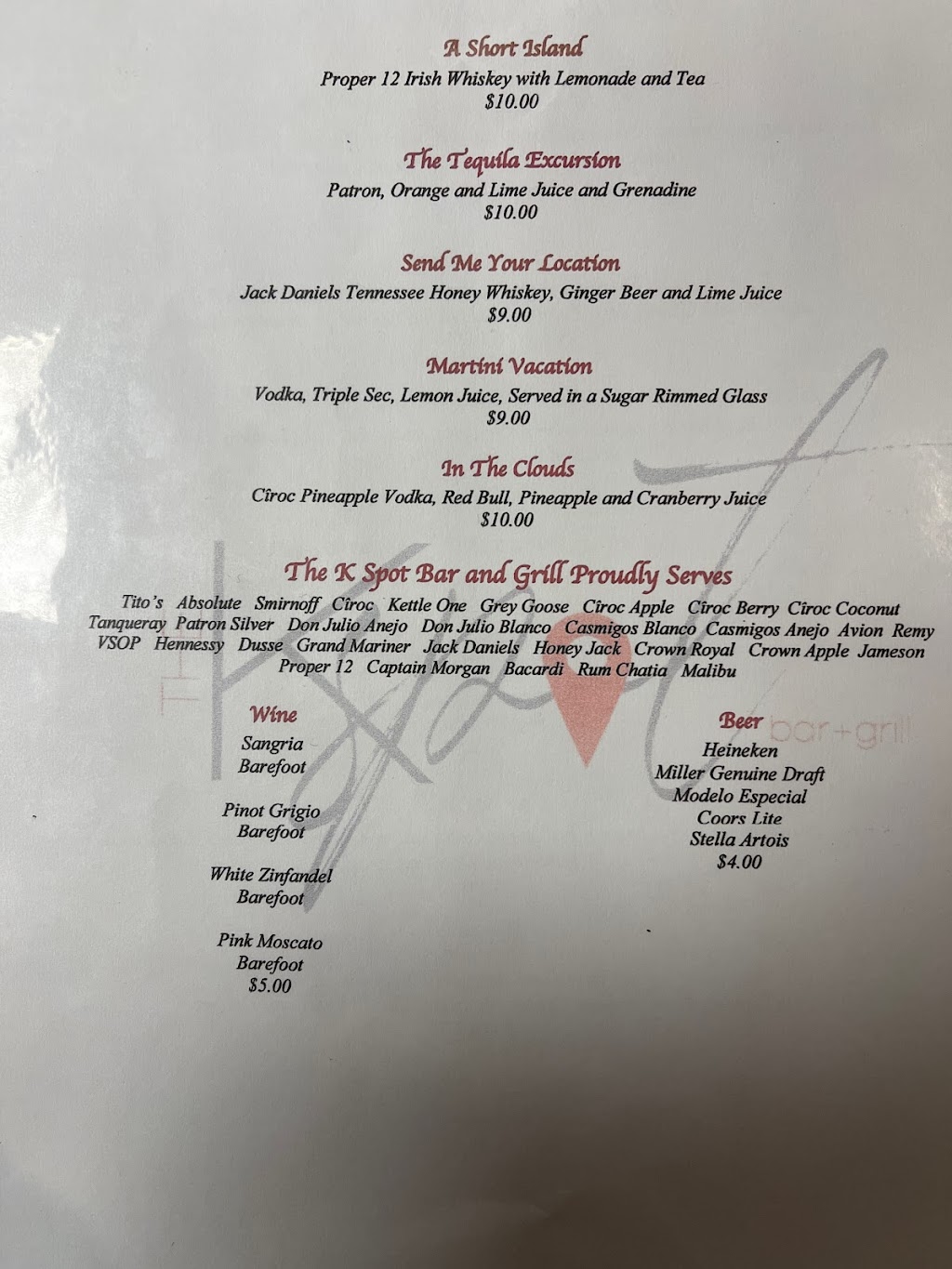 K SPOT BAR & GRILL | restaurant | 311 Main St, Park Forest, IL 60466, USA | 7086657768 OR +1 708-665-7768