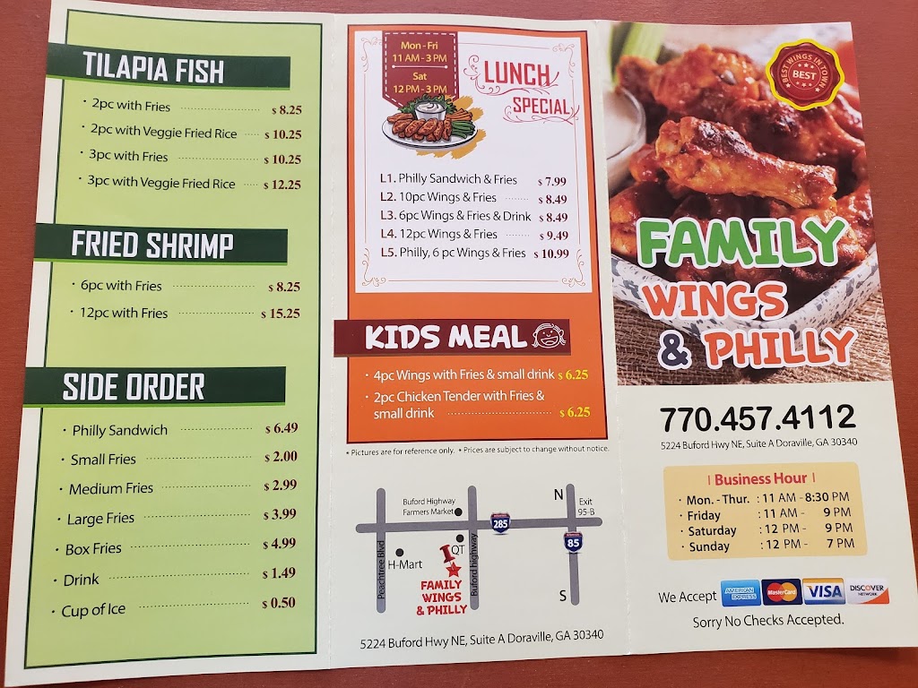 Family Hot Wing & Philly | restaurant | 5224 Buford Hwy NE, Atlanta, GA 30340, USA | 7704574112 OR +1 770-457-4112