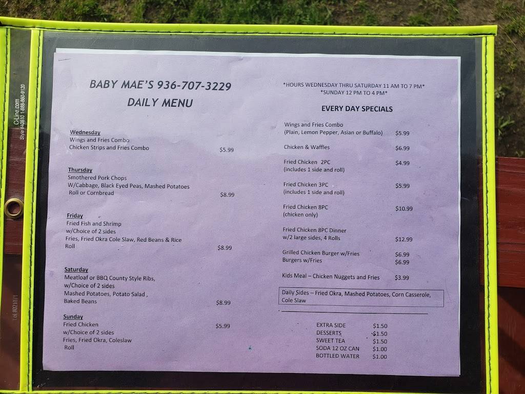 Baby Maes Restaurant | restaurant | 208 Callahan St, Groveton, TX 75845, USA | 9367073229 OR +1 936-707-3229