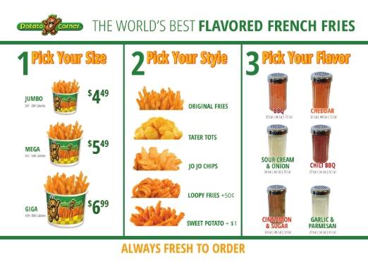 Potato Corner | restaurant | 6629 S Las Vegas Blvd #106, Las Vegas, NV 89119, USA | 7028968882 OR +1 702-896-8882