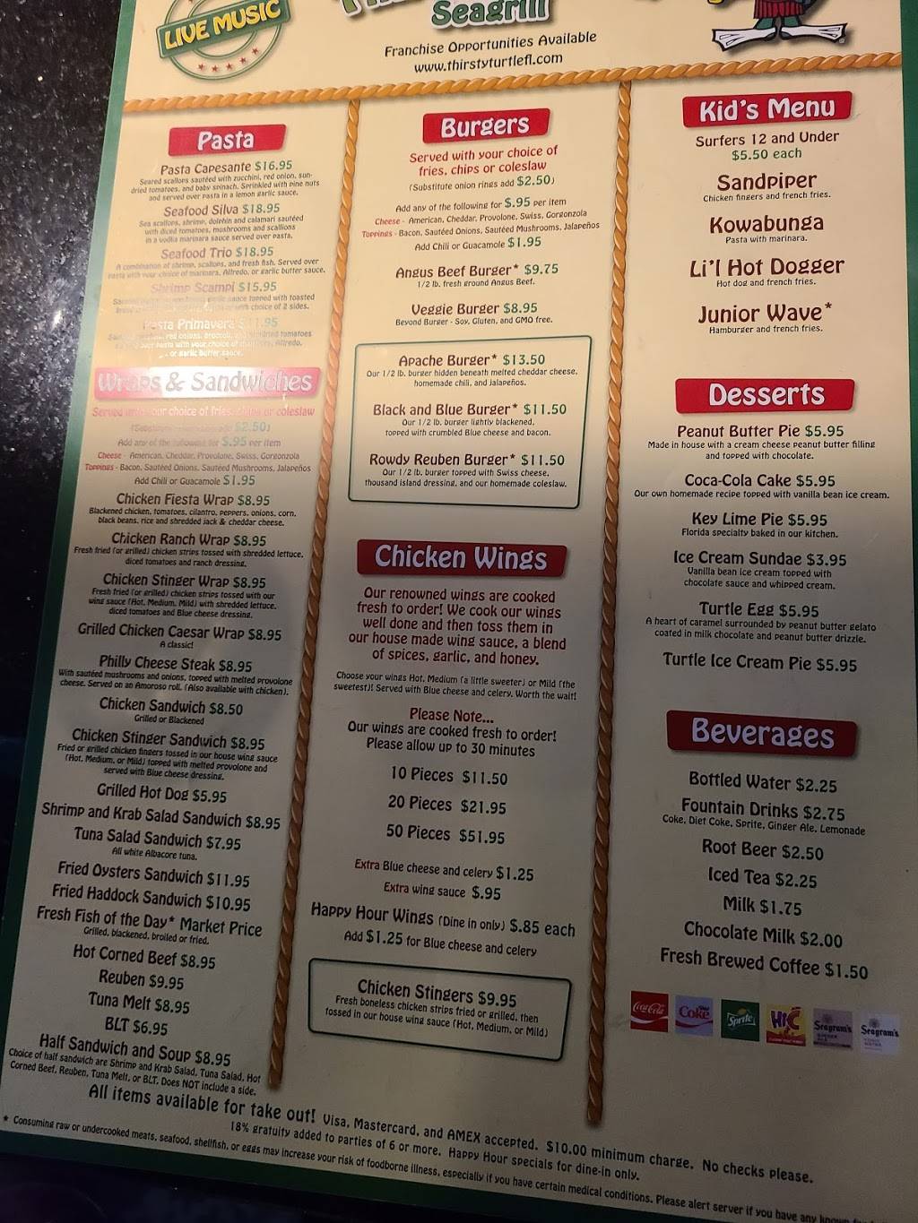 Thirsty Turtle Seagrill | restaurant | 108 N 2nd St, Fort Pierce, FL 34950, USA | 7724654696 OR +1 772-465-4696