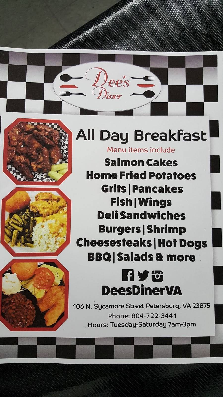 Dees Diner | restaurant | 106 N Sycamore St, Petersburg, VA 23803, USA | 8047223441 OR +1 804-722-3441