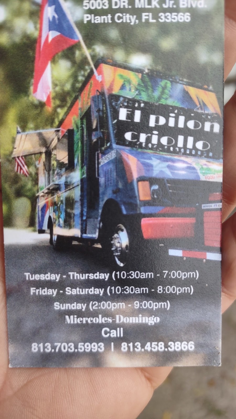 El pilón criollo food truck | restaurant | 5003 574 Hwy, Plant City, FL 33567, USA | 8137035993 OR +1 813-703-5993